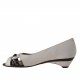 Open toe pump with studs in white leather and black patent leather heel 3 - Available sizes:  31