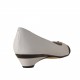 Open toe pump with studs in white leather and black patent leather heel 3 - Available sizes:  31