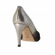 Woman's open toe pump in silver leather and black suede heel 9 - Available sizes:  31, 32