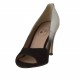 Scarpa aperta in punta da donna in pelle argento e camoscio nero tacco 9 - Misure disponibili: 31, 32