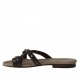 Sabot aperto con borchie in pelle nera tacco 1 - Misure disponibili: 32