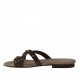 Sabot aperto con borchie in pelle marrone scuro tacco 1 - Misure disponibili: 32