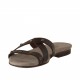 Sabo abierto con tachuelas en piel de color marron oscuro tacon 1 - Tallas disponibles:  32