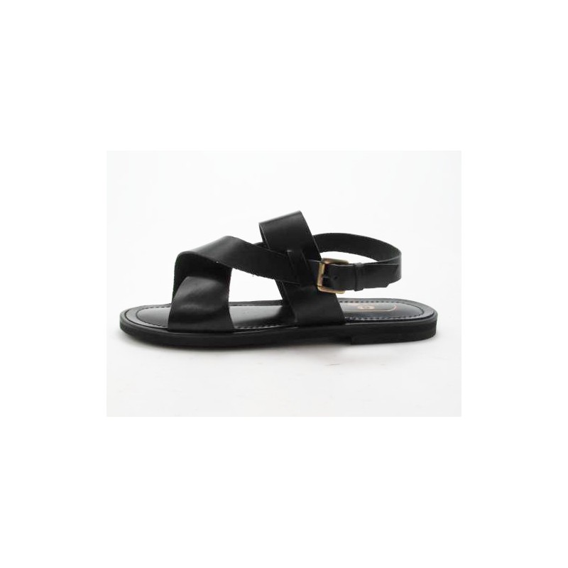 Sandalia para hombres en piel negra - Tallas disponibles:  47