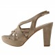 Sandalo plateau listini in camoscio beige -  