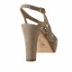 Sandalo plateau listini in camoscio beige -  