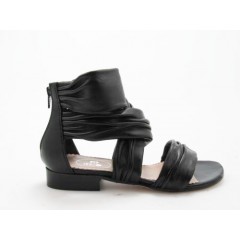 Open shoe with zipper in black leather heel 3 - Available sizes:  31