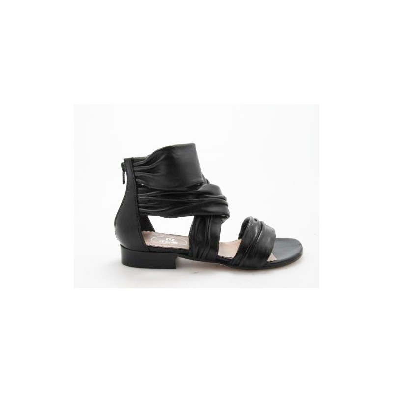Open shoe with zipper in black leather heel 3 - Available sizes:  31