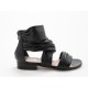 Open shoe with zipper in black leather heel 3