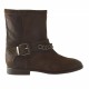 Woman's ankle boot with buckle and chain in brown suede heel 2