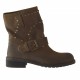 Woman's ankle boot with buckle and studs in brown nubuck leather heel 2