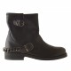 Botines para mujer con hebillas y cadena en piel de color negro tacon 2