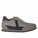 Zapato deportivo con cordones para hombre en gamuza y tejido gris y piel azul