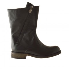 Stivaletto da donna con due cerniere in pelle colore nero tacco 3 - Misure disponibili: 32
