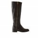 Stivale da donna con 2 cerniere, altezza tacco cm. 3, in pelle colore nero, fondo cuoio -  