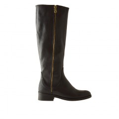 Woman's boot with two zippers in black leather heel 3 - Available sizes:  32