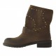 Stivaletto da donna con fibbia e borchie in nabuk colore marrone tacco 2 - Misure disponibili: 32