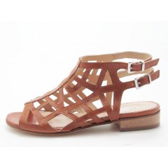 Ankle-high sandal with straps in tan leather heel 2 - Available sizes:  31