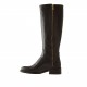 Stivale da donna con 2 cerniere, altezza tacco cm. 3, in pelle colore nero, fondo cuoio -  