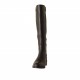 Stivale da donna con 2 cerniere, altezza tacco cm. 3, in pelle colore nero, fondo cuoio -  