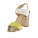 Sandalo da donna cinturino alla caviglia in pelle verniciata colore giallo panna e tortora tacco 8 - Misure disponibili: 42