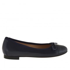 Ballerine pour femmes avec noeud en cuir bleu foncè talon 1 - Pointures disponibles:  32