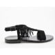 Sandalo con frange in camoscio nero tacco 1 - Misure disponibili: 31