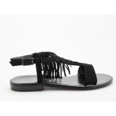 Sandal with fringes in black suede heel 1 - Available sizes:  31
