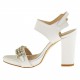 Sandalo da donna cinturino alla caviglia con plateau in pelle colore bianco tacco 9  - Misure disponibili: 42