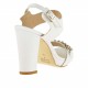 Sandalia de plataforma para mujer con cinturon al tobillo en piel de color blanco con tacon 9 - Tallas disponibles:  42