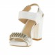 Sandalo da donna cinturino alla caviglia con plateau in pelle colore bianco tacco 9  - Misure disponibili: 42