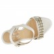 Sandalo da donna cinturino alla caviglia con plateau in pelle colore bianco tacco 9  - Misure disponibili: 42