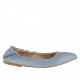Woman's pointy ballerina shoe with elastic band in light blue leather heel 1