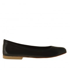 Chaussure ballerine pour femmes en cuir noir talon 1 - Pointures disponibles:  32, 33