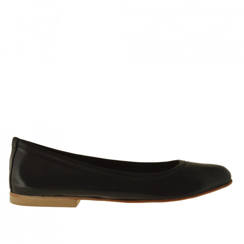Scarpa ballerina da donna in pelle nera tacco 1 - Misure disponibili: 32, 33