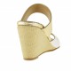 Scarpa da donna sabot aperto comfort con zeppa in tessuto in pelle verniciata colore bianco e pelle colore platino - Misure disponibili: 42