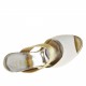 Woman comfortable open mules shoes with fabric wedge in white patent leather and platinum leather - Available sizes:  42