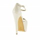 Scarpa da donna aperta con plateau e cinturino alla caviglia in pelle perlata colore avorio - Misure disponibili: 42