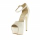 Femme plateforme ouvert escarpin avec courroie a la cheville en cuir ivoire perlé - Pointures disponibles:  42