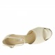 Zapato de salon abierto con plataforma y cinturon al tobillo en piel de color marfil perlado - Tallas disponibles:  42