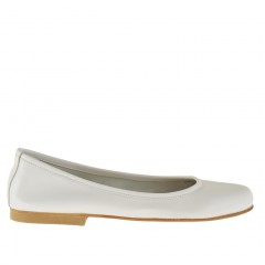 Ballerine pour femmes en cuir blanc perlé talon 1 - Pointures disponibles:  32