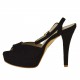 Sandale pour femmes avec courroie a la cheville en daim noir talon 11 - Pointures disponibles:  42