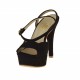 Sandalo da donna con cinturino alla caviglia e plateau in camoscio nero tacco 11 - Misure disponibili: 42