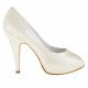 Woman open toe pumps with hidden platform in pearled ivory leatherwith heel 10
