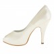 Damen Open Toe Pumps mit versteckt Plattform aus perlförmig Elfenbein Leder mit Absatz 10 - Verfügbare Größen:  45, 46