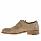 Chaussure derby à lacets et bout droit fleuri pour hommes en cuir beige - Pointures disponibles:  46, 50