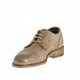 Men's laced derby shoe with floral captoe in beige leather - Available sizes:  46, 50