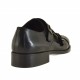 Man's elegant shoe with two buckles and captoe in black leather - Available sizes:  50