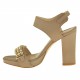 Sandalo da donna cinturino alla caviglia con plateau in pelle colore tortora tacco 9 - Misure disponibili: 42