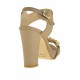 Sandalia de plataforma para mujer con cinturon al tobillo en piel de color beis oscuro con tacon 9 - Tallas disponibles:  42